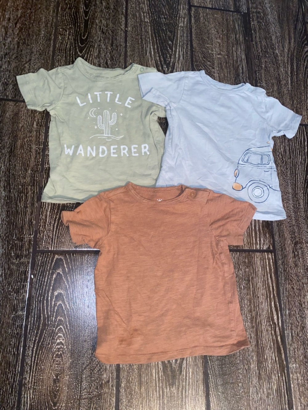 Little Co Kids Short Sleeve Tee Pack - Green, Light Blue & Rust